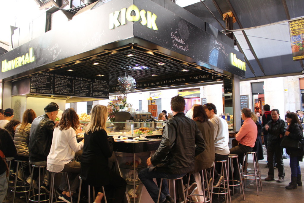 Where should you eat at Barcelona's famous Mercat de la Boquería? Universal Kiosk of course!
