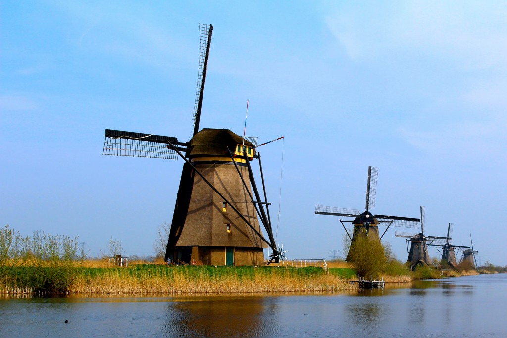 Four windmills at Kinderdijk, Netherlands