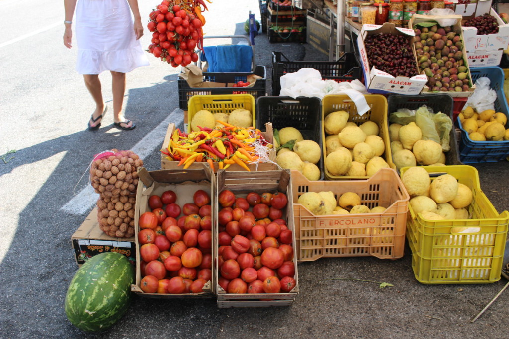 Amalfi coast fruit stand lemons