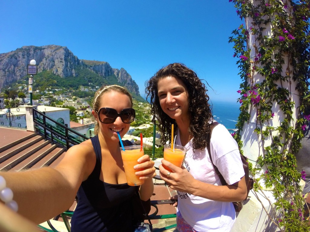 Enjoying melon granitas in Capri, Italy