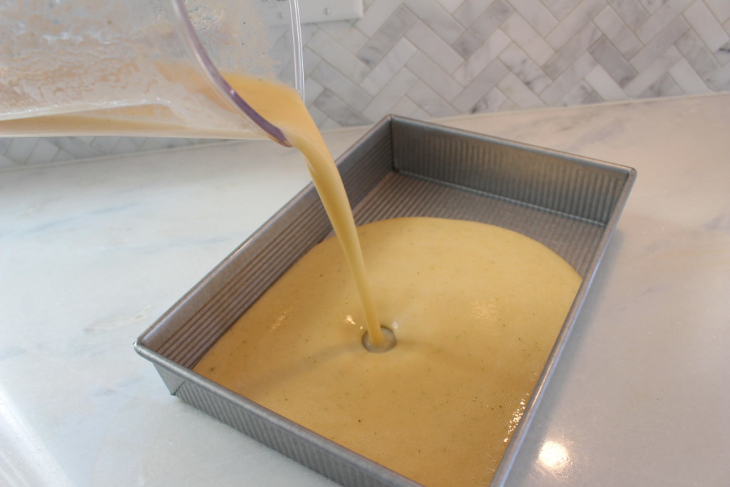 Pouring the melon granita in the pan