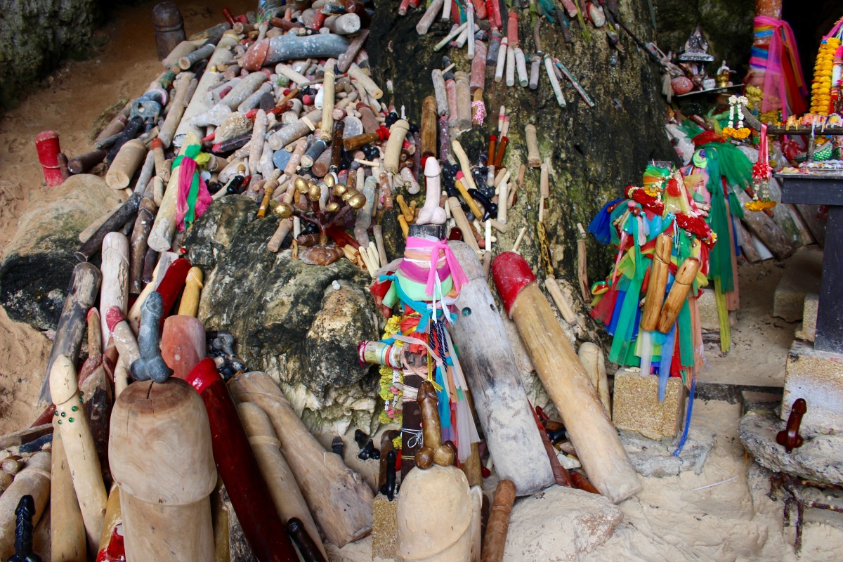 The Phra Nang Princess Cave at Railay Beach in Krabi, Thailand has the most absurd collection of wooden penises you will ever see!
