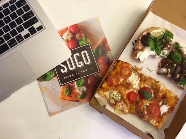 Sugo Pizza is a sleek unassuming Roman style pizza by the slice shop in Amsterdam's De Pijp neighborhood. Perfect morning, noon or night.