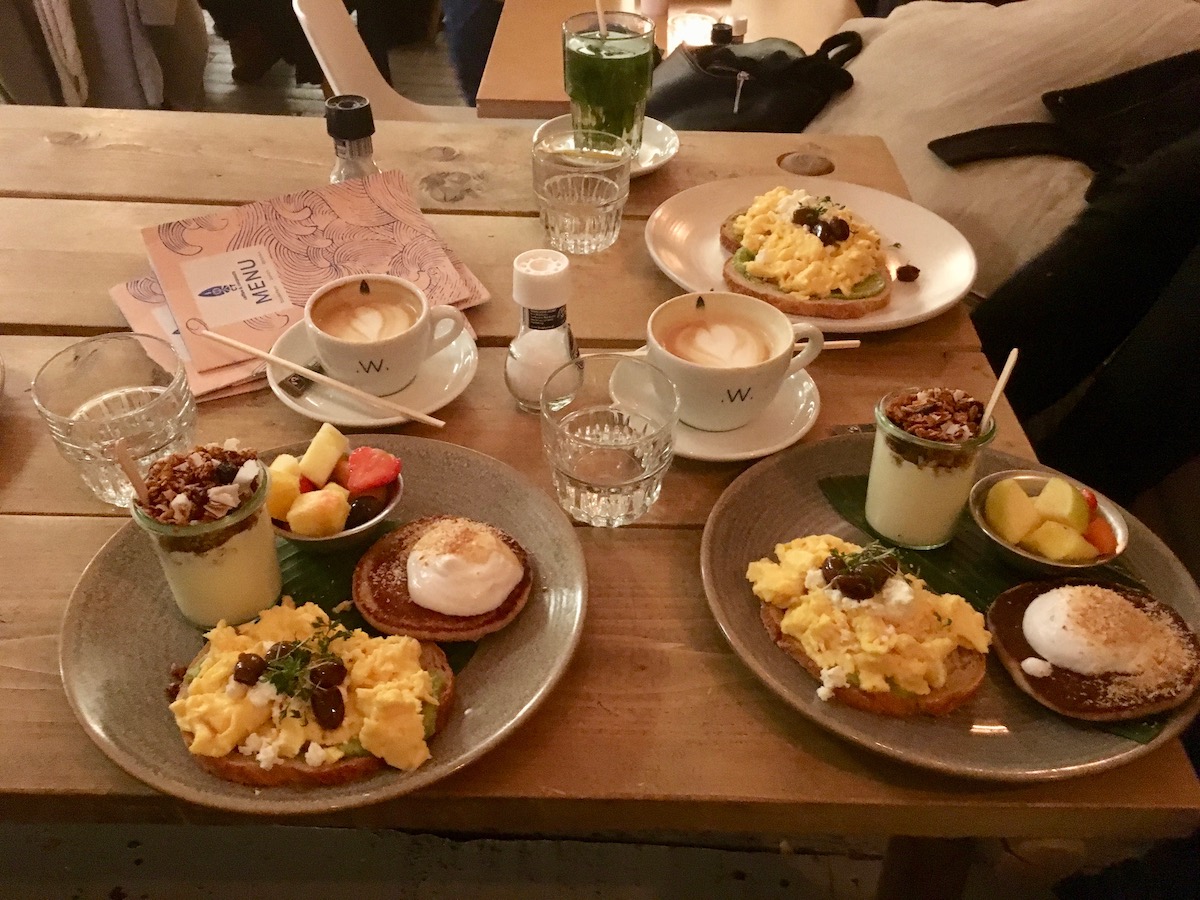 The brunch menu at Coffee & Coconuts in Amsterdam's de Pijp