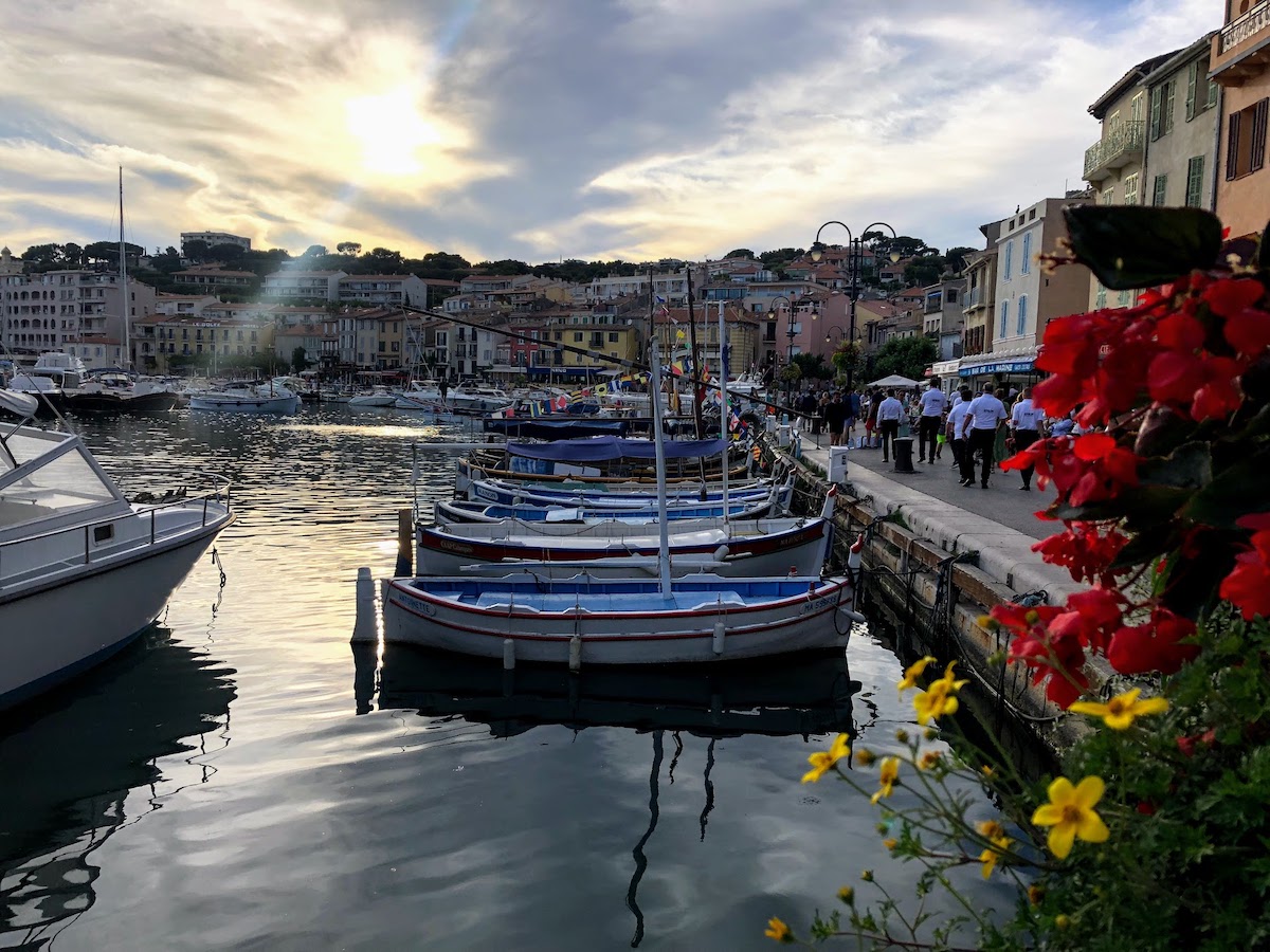 Fishing boats at sunset in Cassis, France