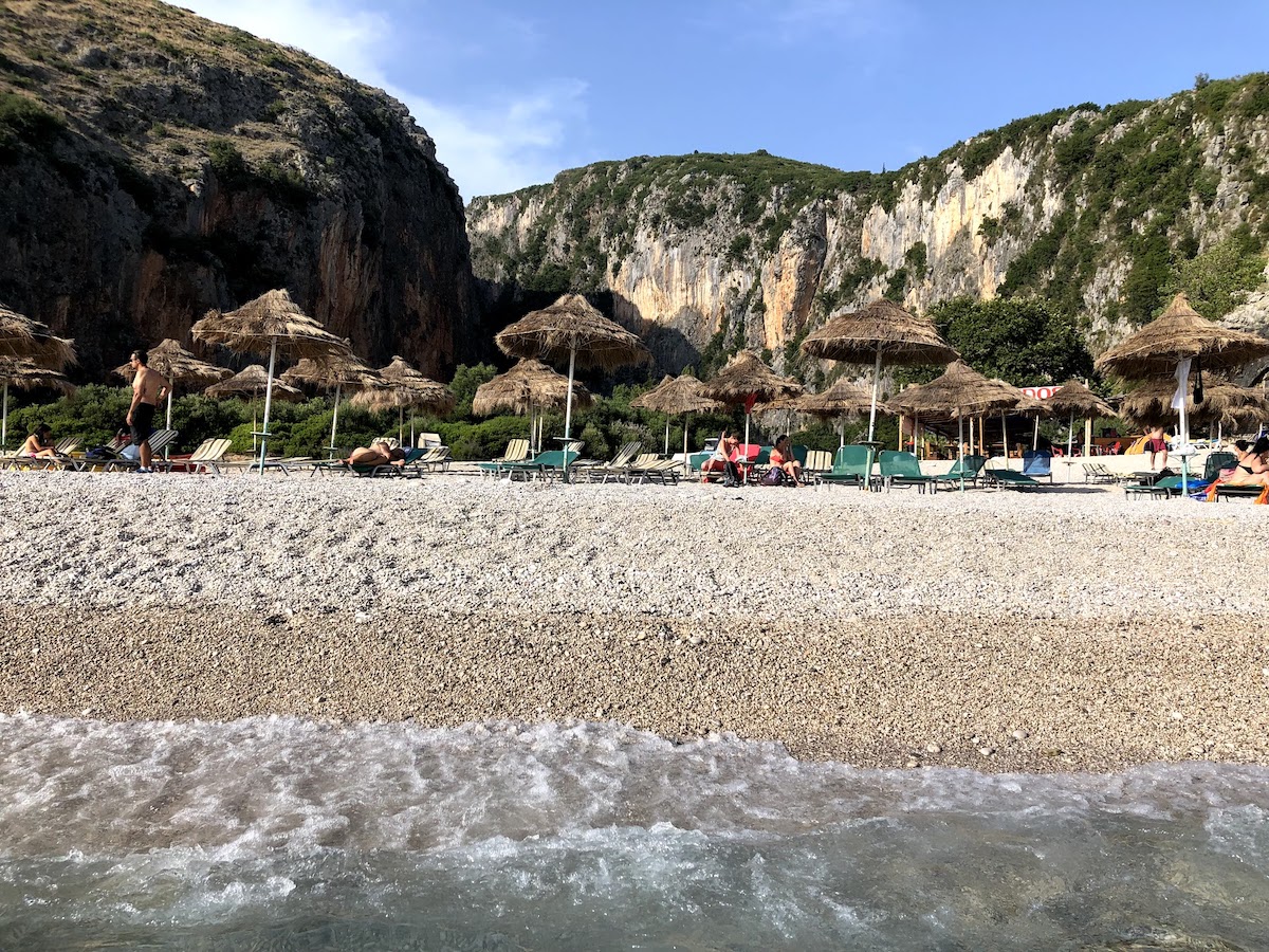 View from the water, Gjipe beach, Albania
