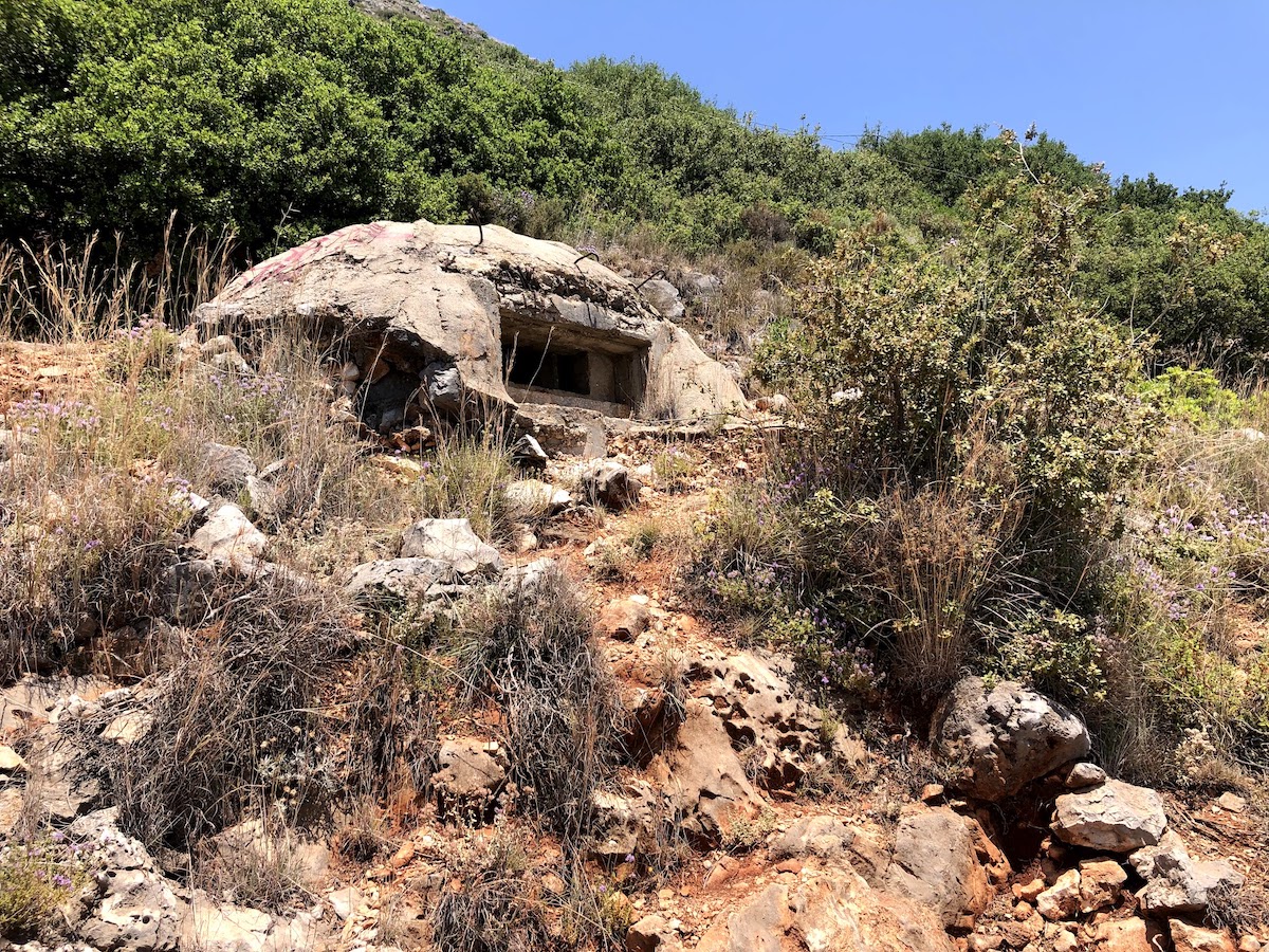 An old bunker on the hike to climb at Gjipe Beach, Albania