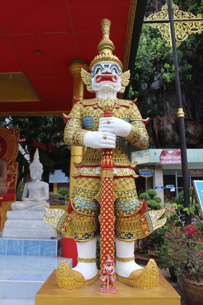 A statue at the entrance of the Tiger Cave Temple in Krabi