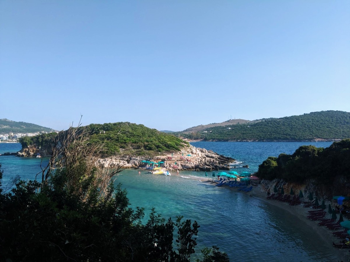 A view overlooking the two largest of the Ksamil Islands
