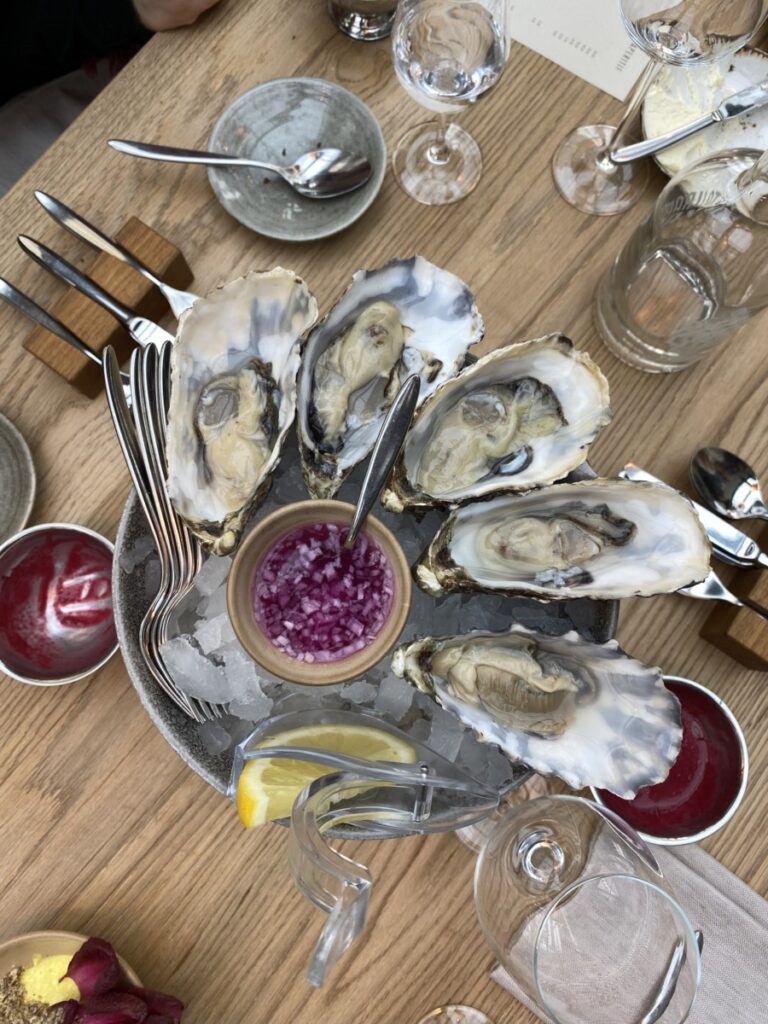Oysters and mignonette at Restaurant De Kas Amsterdam