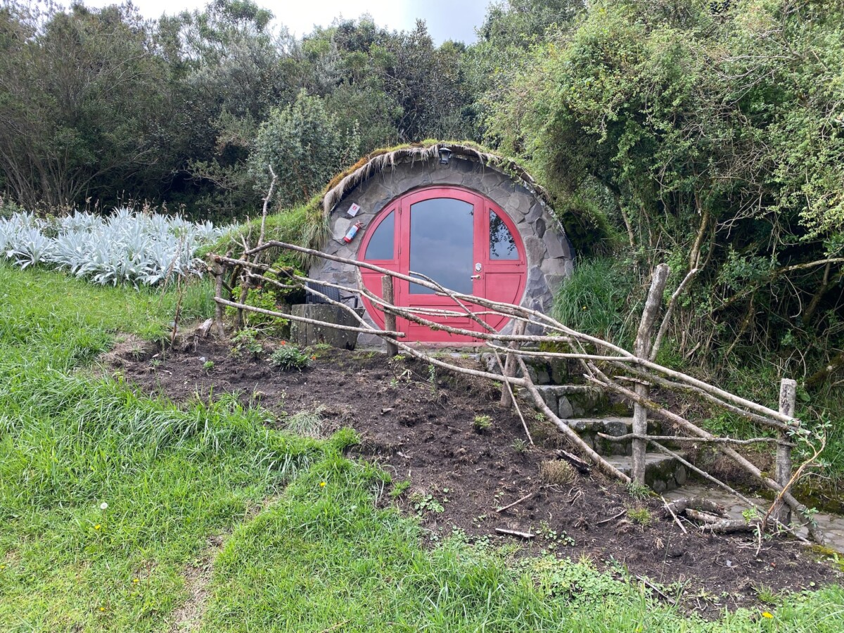 Our red hobbit home at Secret Garden Cotopaxi