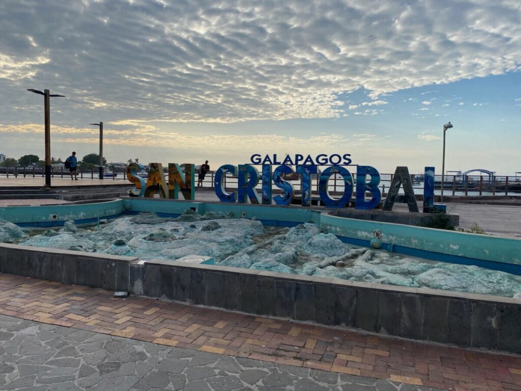 The San Crisotbal sign in front of Playa de los Marinos