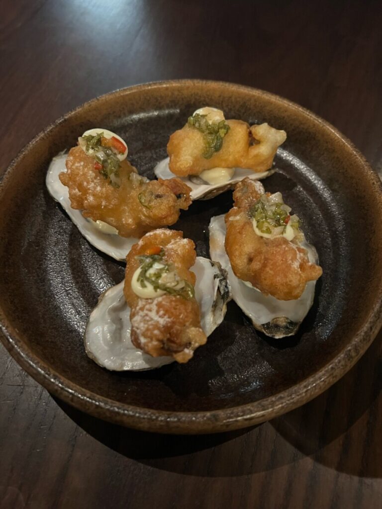 Four fried oysters