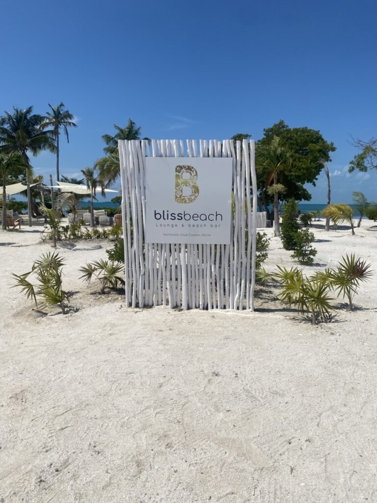 The sign at the entrance to Bliss beach