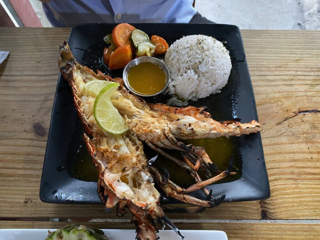 The lobster at Reina's Caye Caulker