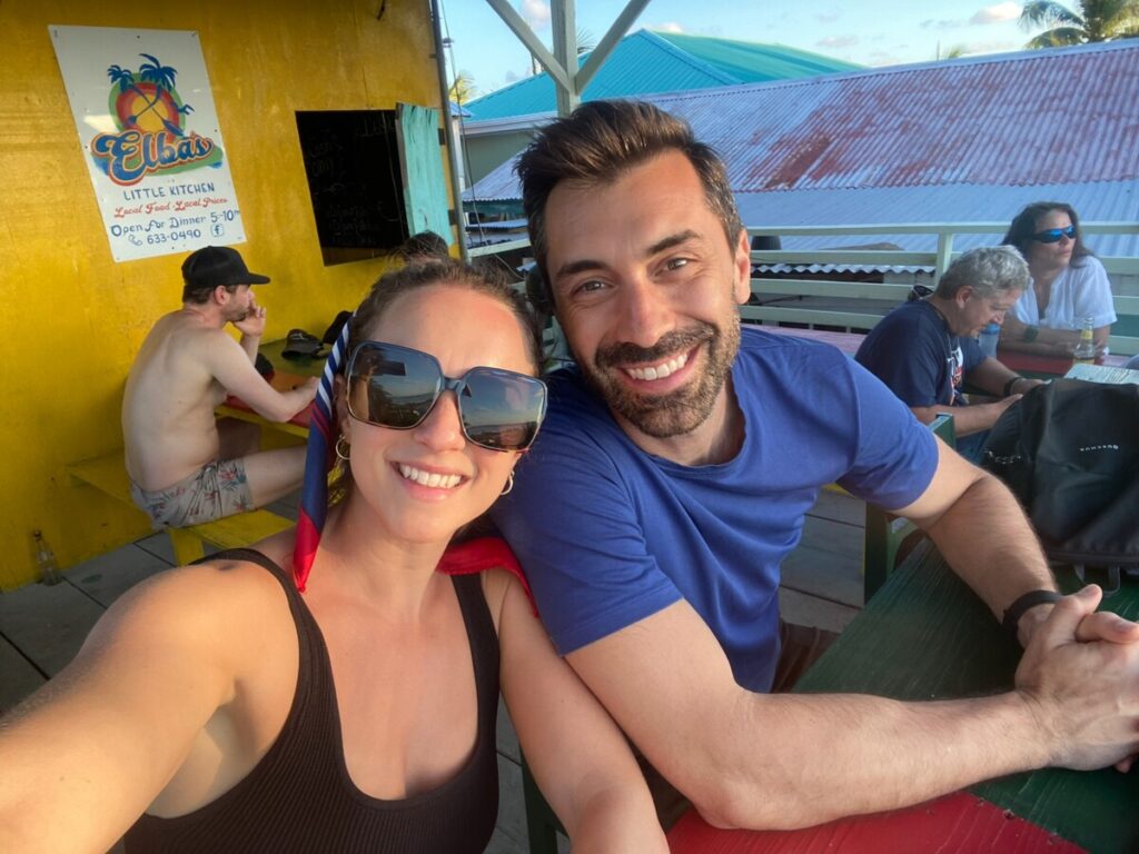 Mike and I at Elba's Little Kitchen, Caye Caulker
