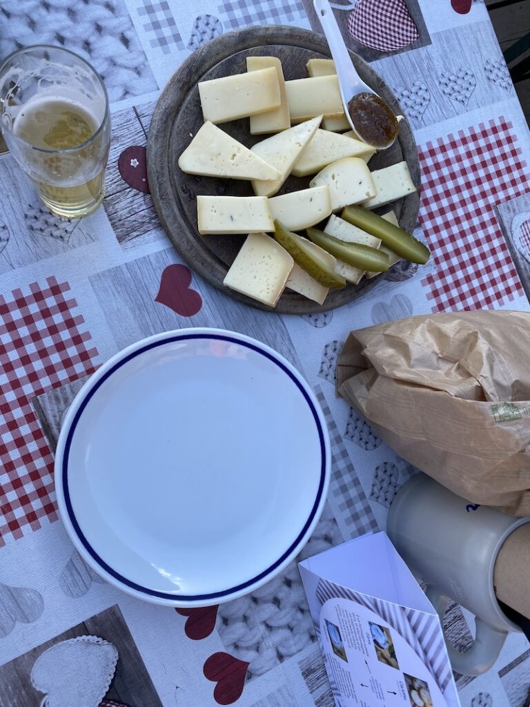 A cheese board at Rifugio Sandro Pertini