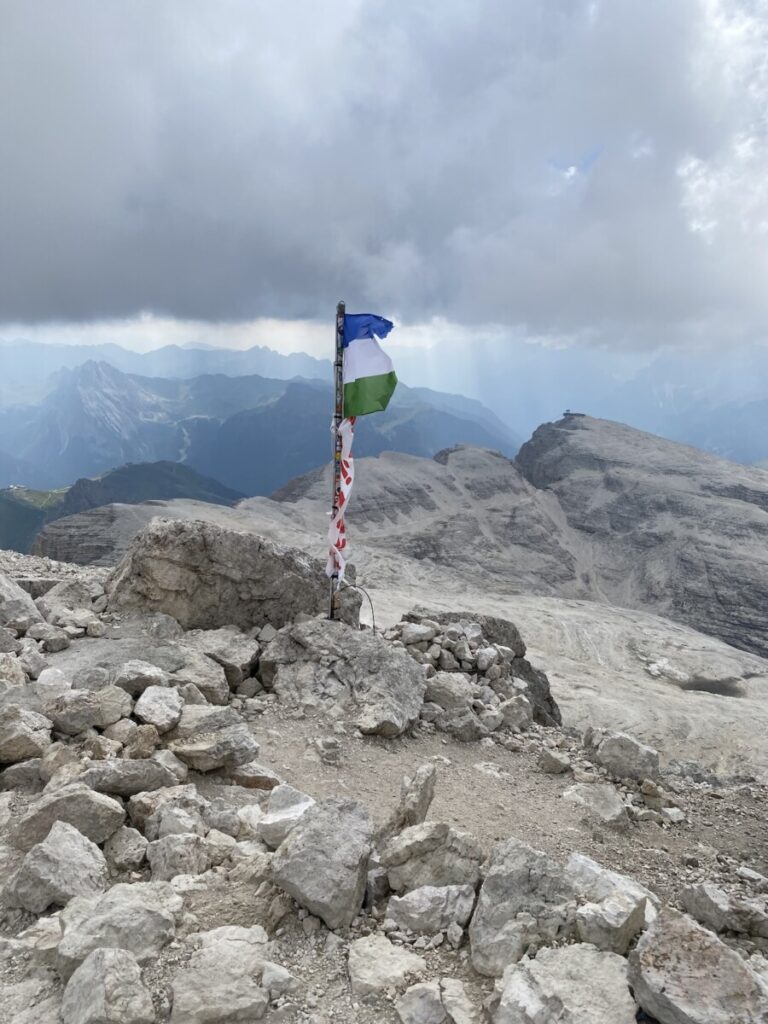 A flag in the mountains