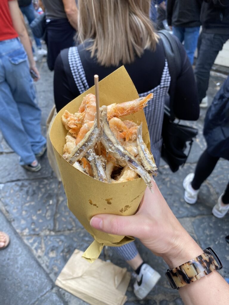 Il cuopo, aka a cone of fried fish and seafood