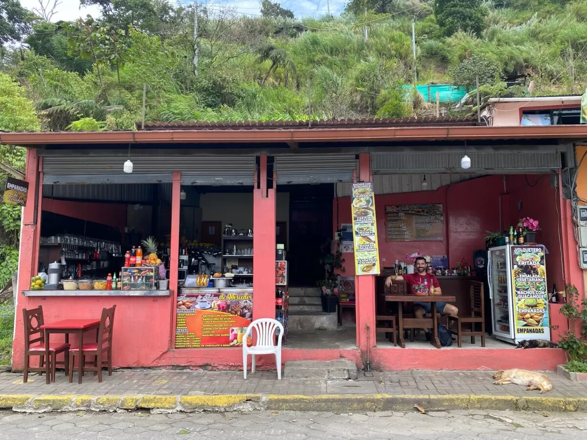 Standing across the street from the empanadas restaurant